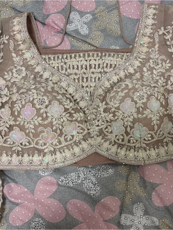 Embroidered Ivory and Taupe A-Line Skirt - Picture 2 of 4